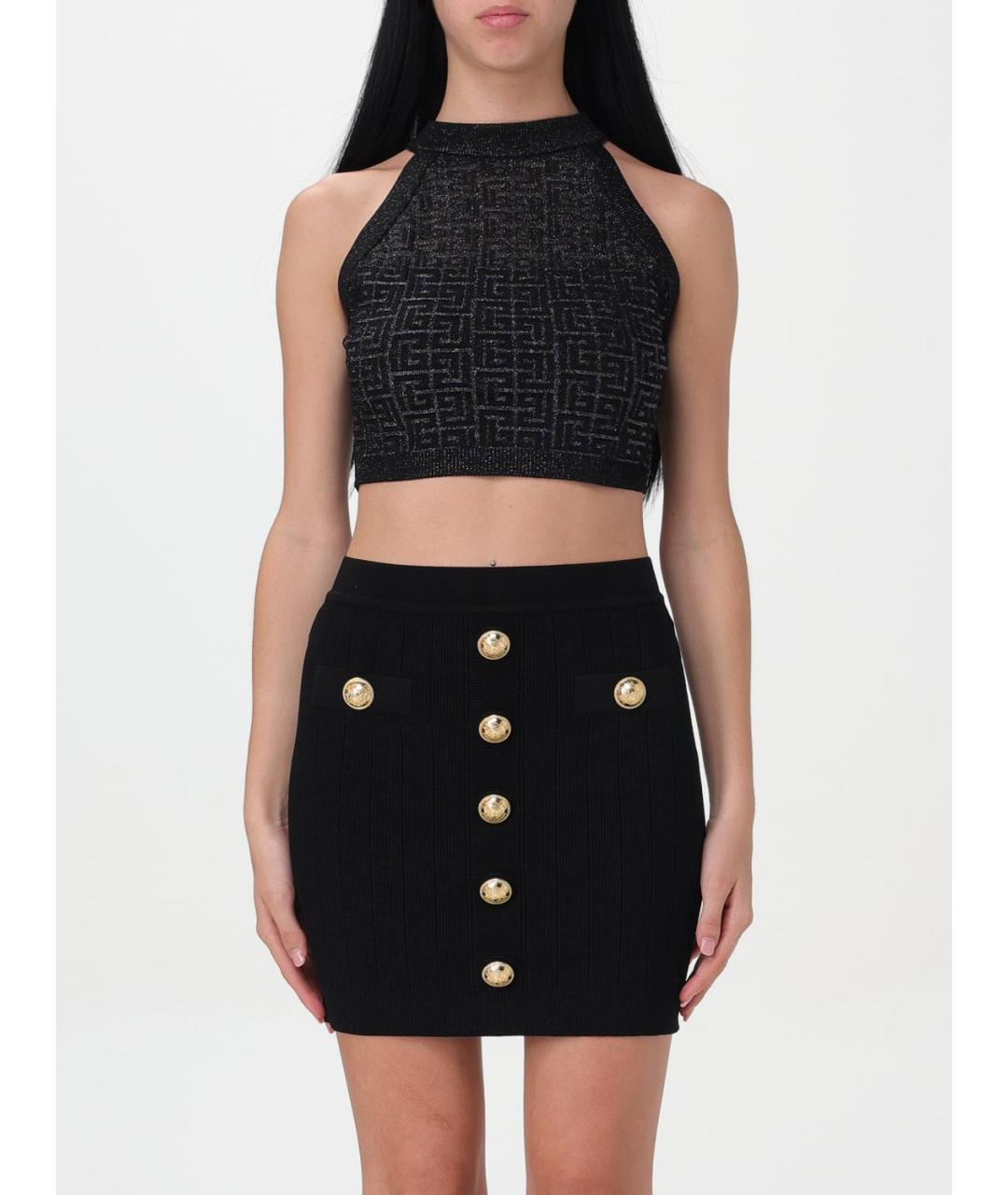 BALMAIN Черная вискозная майка, фото 2