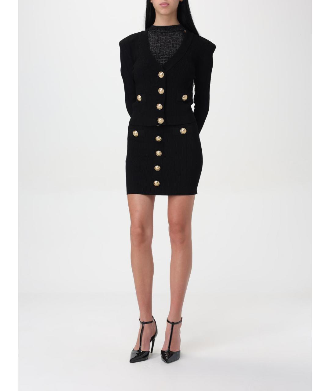 BALMAIN Черная вискозная юбка мини, фото 3