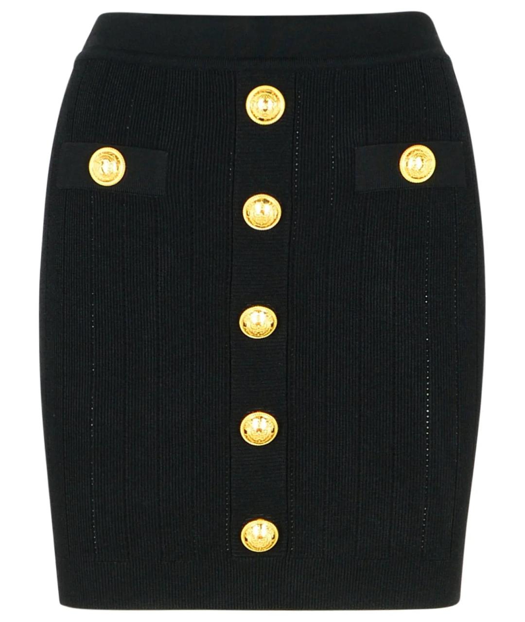 BALMAIN Черная вискозная юбка мини, фото 1