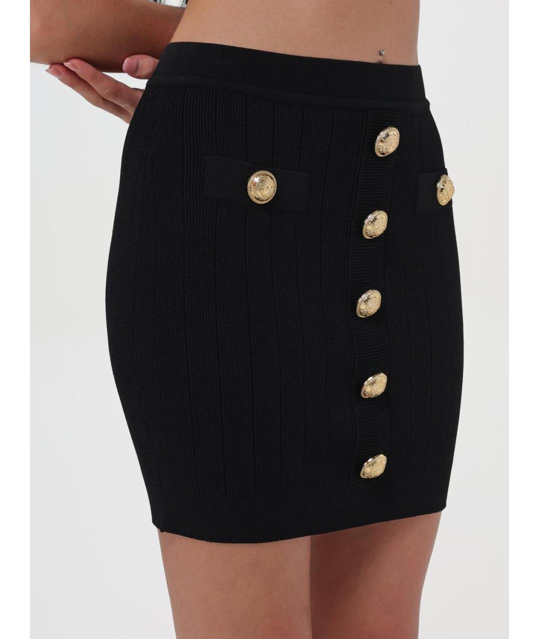 BALMAIN Черная вискозная юбка мини, фото 6