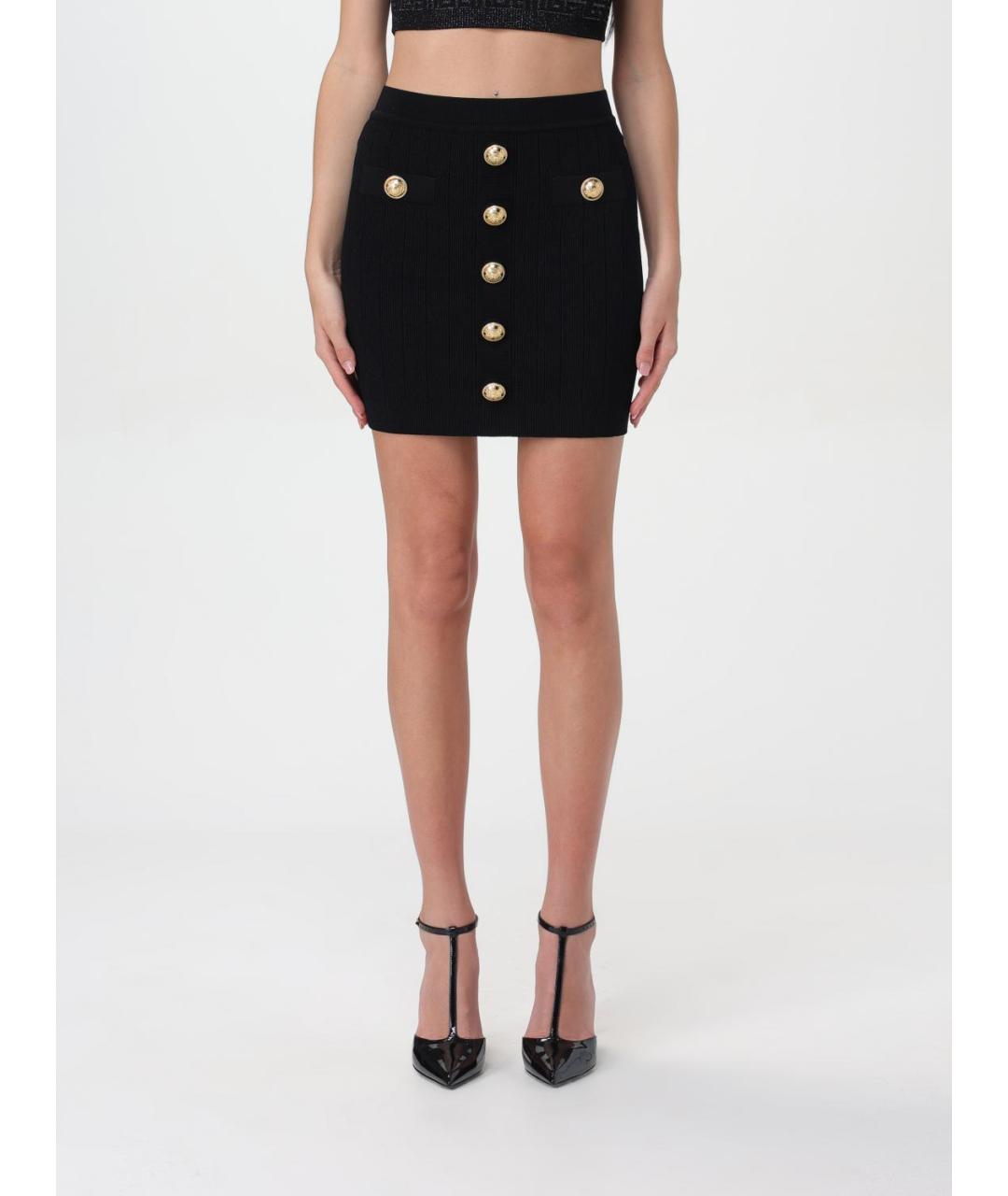 BALMAIN Черная вискозная юбка мини, фото 2