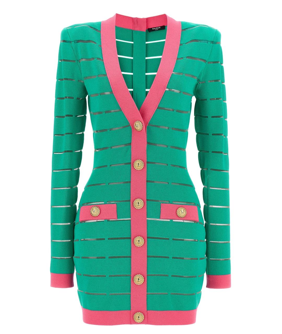 BALMAIN Зеленые вискозное повседневное платье, фото 1