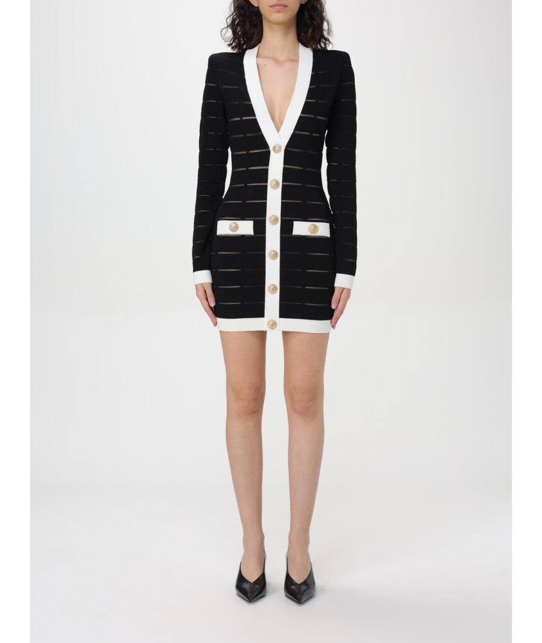 BALMAIN Синее вискозное повседневное платье, фото 2