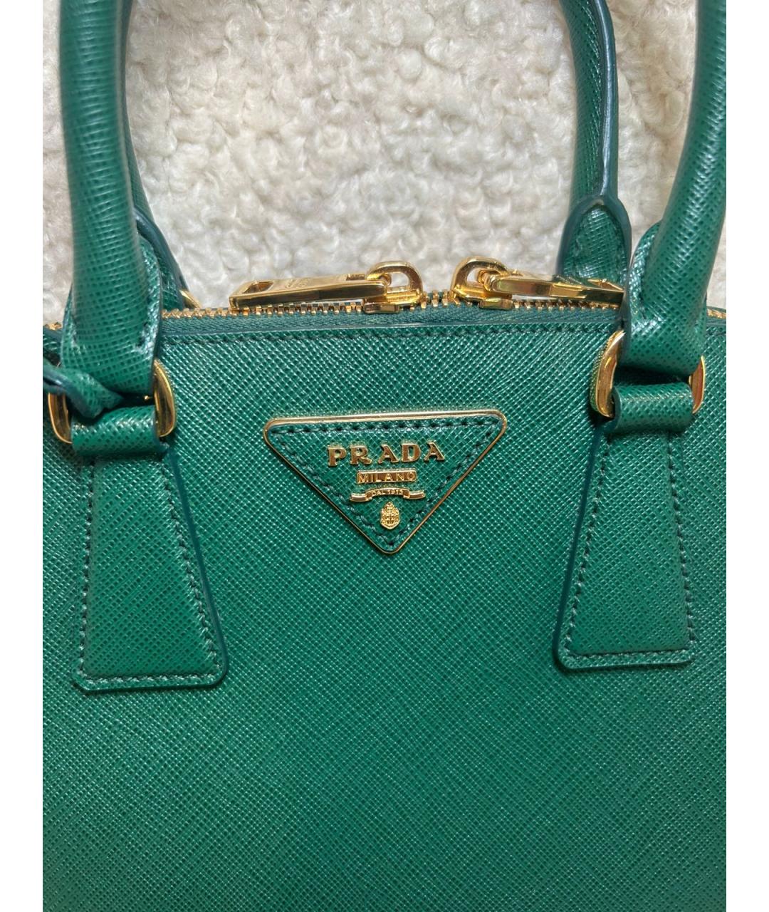 PRADA Зеленая кожаная сумка с короткими ручками, фото 5
