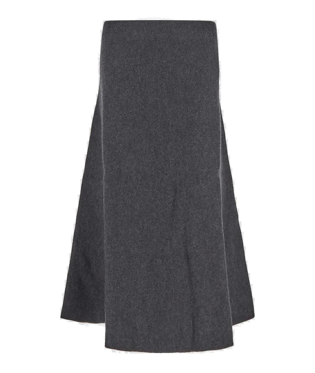 JIL SANDER Серая шерстяная юбка миди, фото 1