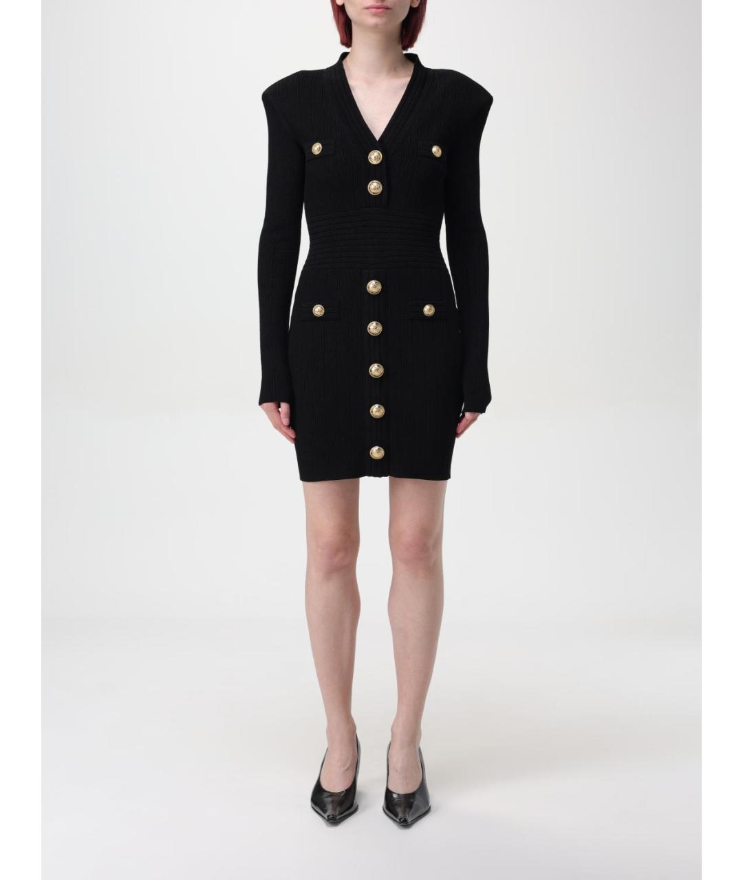 BALMAIN Черное вискозное повседневное платье, фото 2