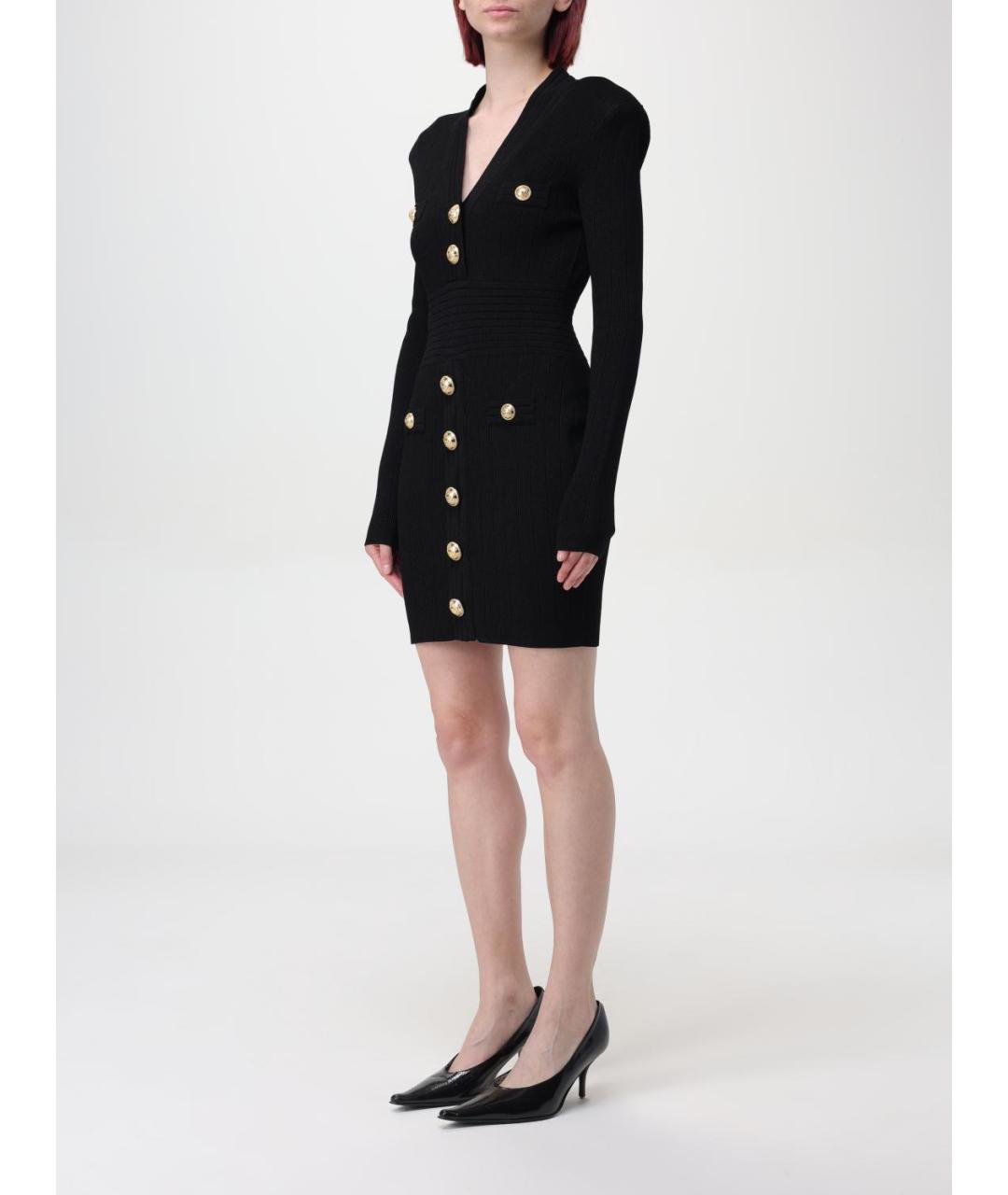 BALMAIN Черное вискозное повседневное платье, фото 4