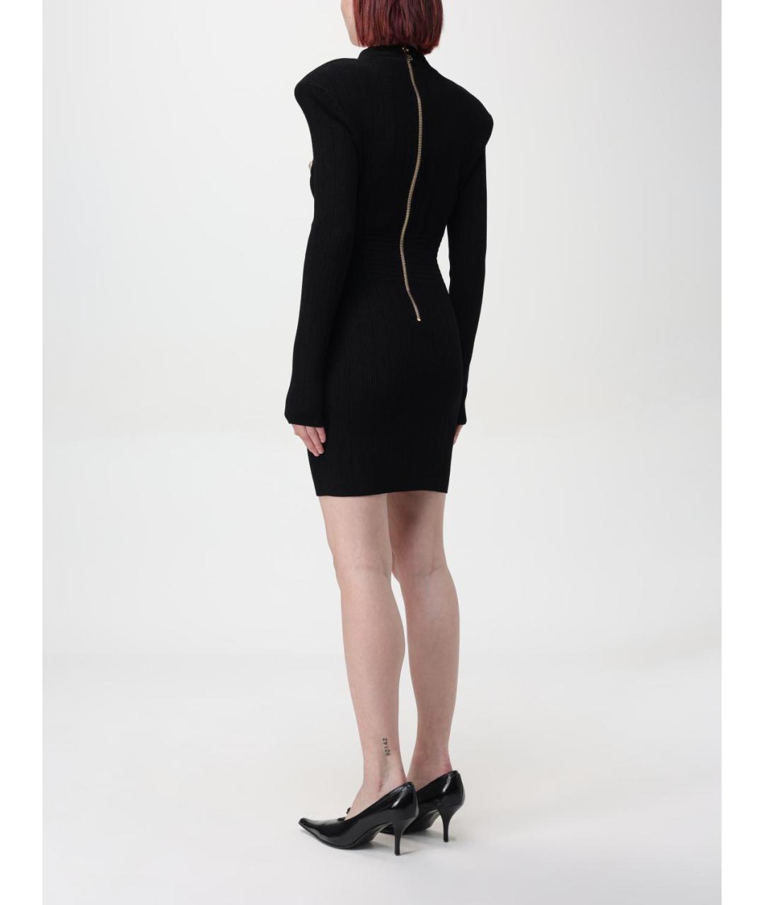 BALMAIN Черное вискозное повседневное платье, фото 3