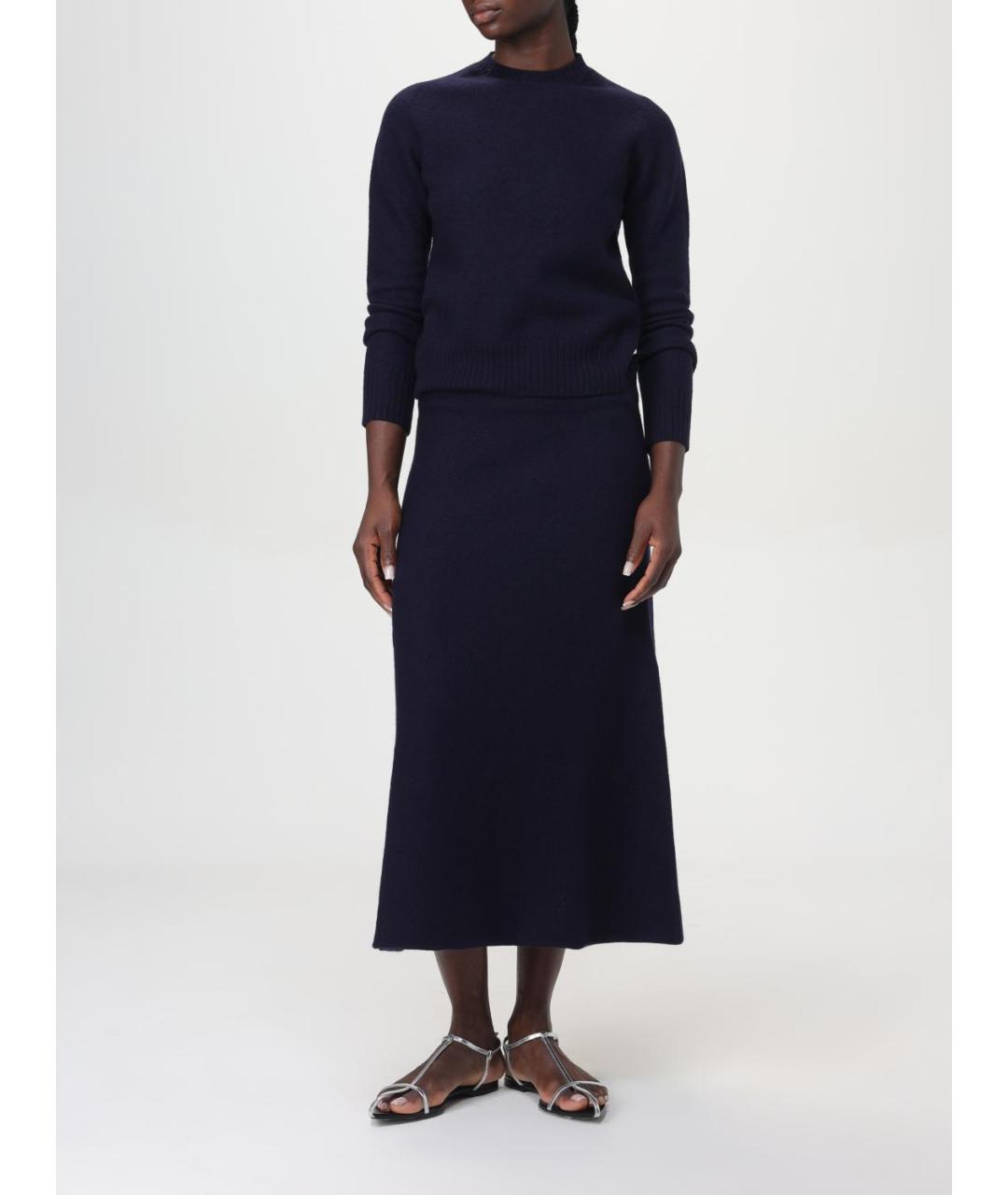 JIL SANDER Синяя шерстяная юбка миди, фото 3