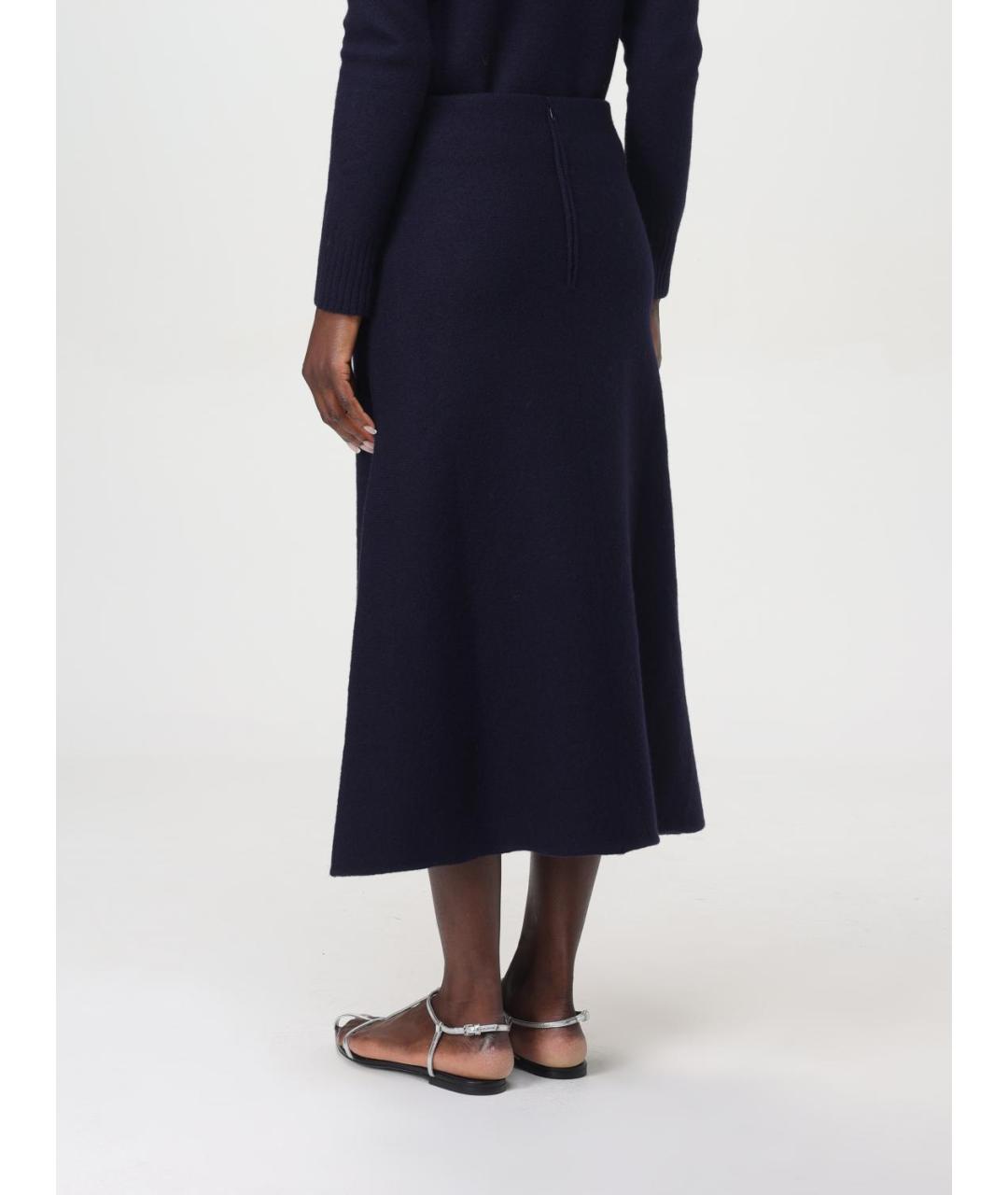 JIL SANDER Синяя шерстяная юбка миди, фото 4