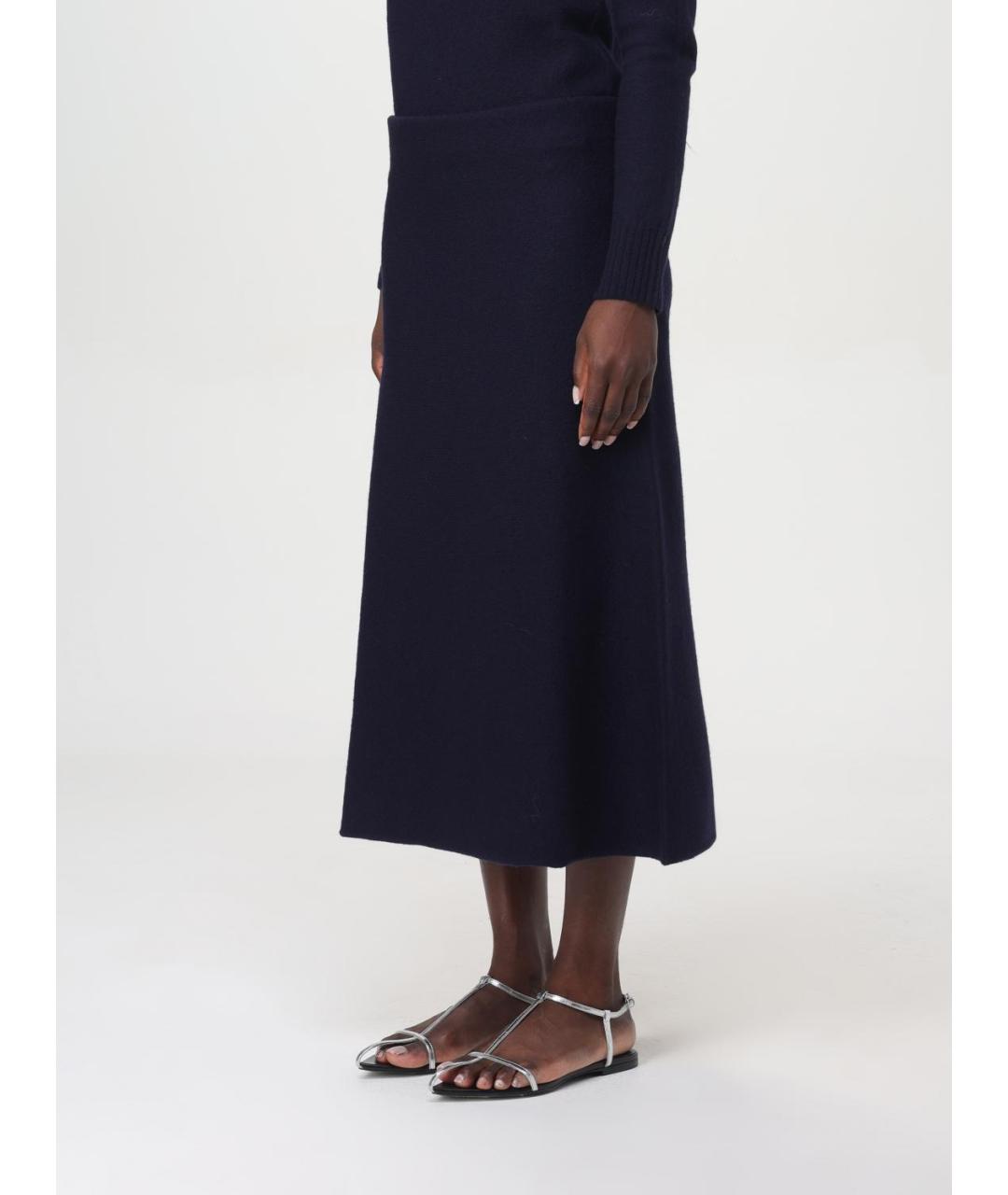 JIL SANDER Синяя шерстяная юбка миди, фото 5
