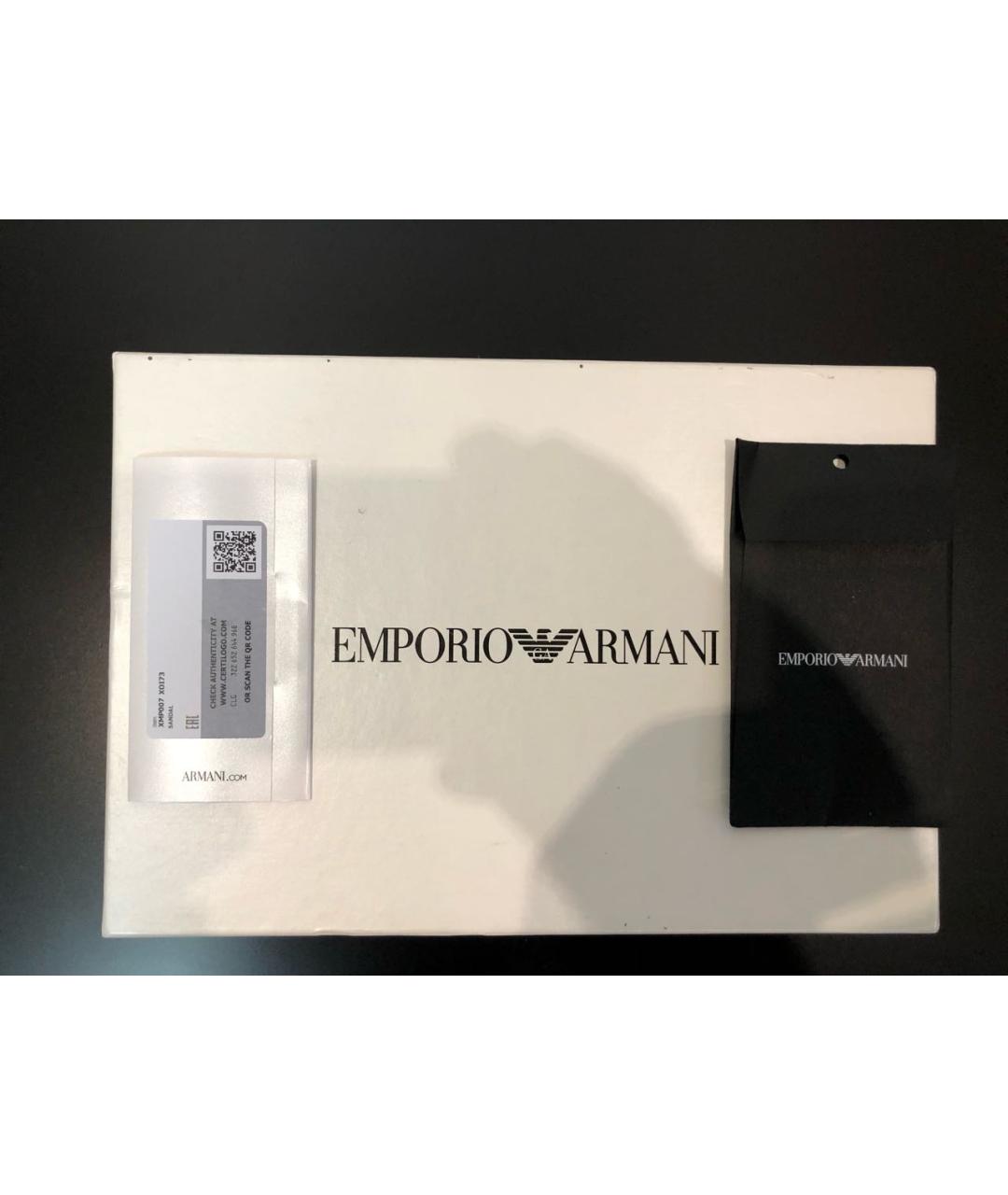 EMPORIO ARMANI Черные кожаные сандалии и шлепанцы, фото 8