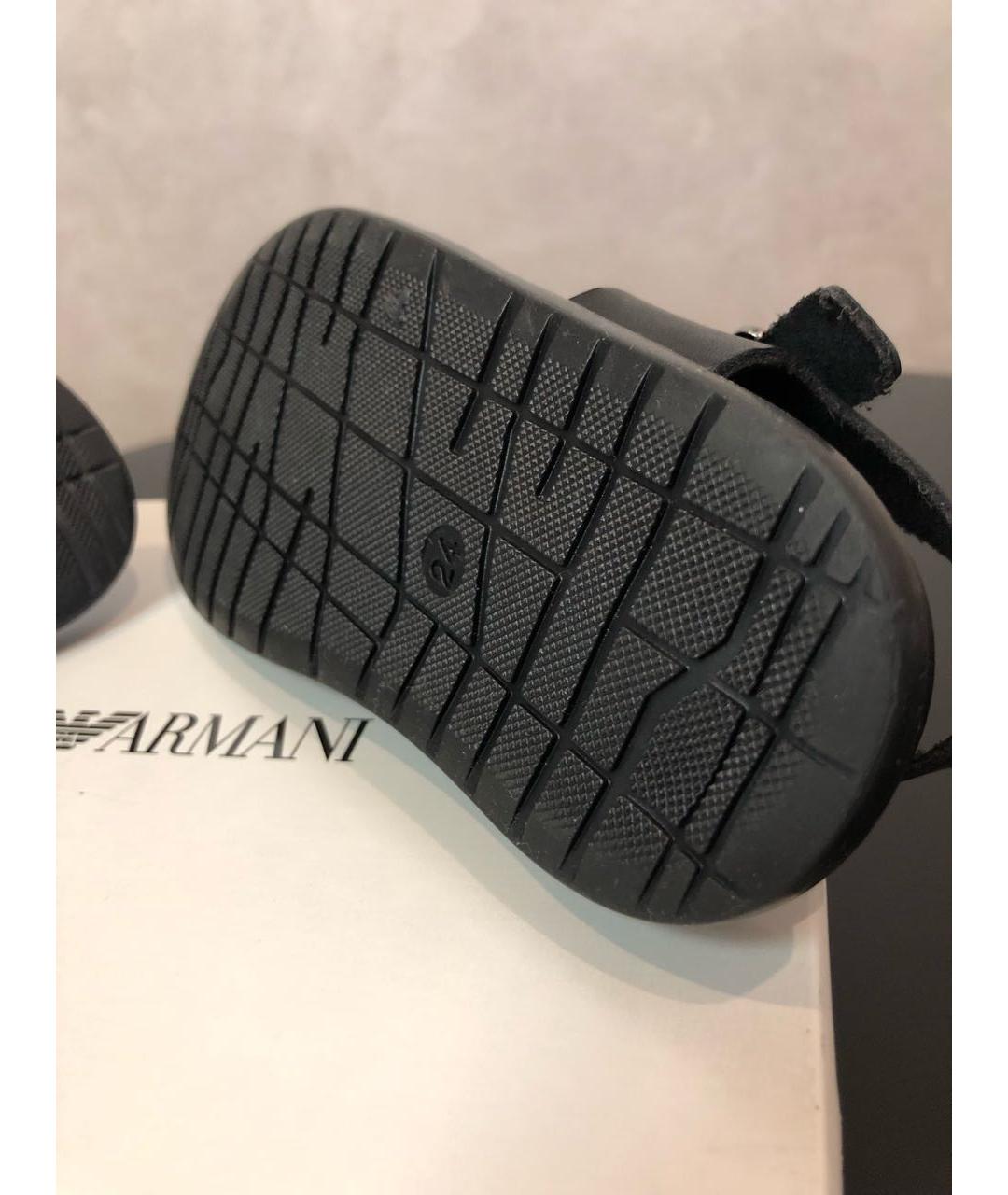 EMPORIO ARMANI Черные кожаные сандалии и шлепанцы, фото 4