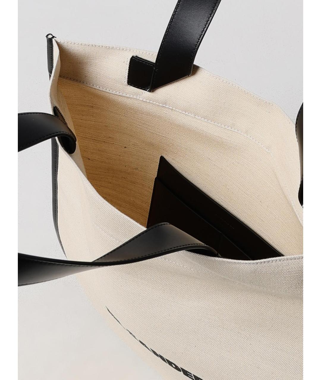 JIL SANDER Бежевая тканевая сумка тоут, фото 5
