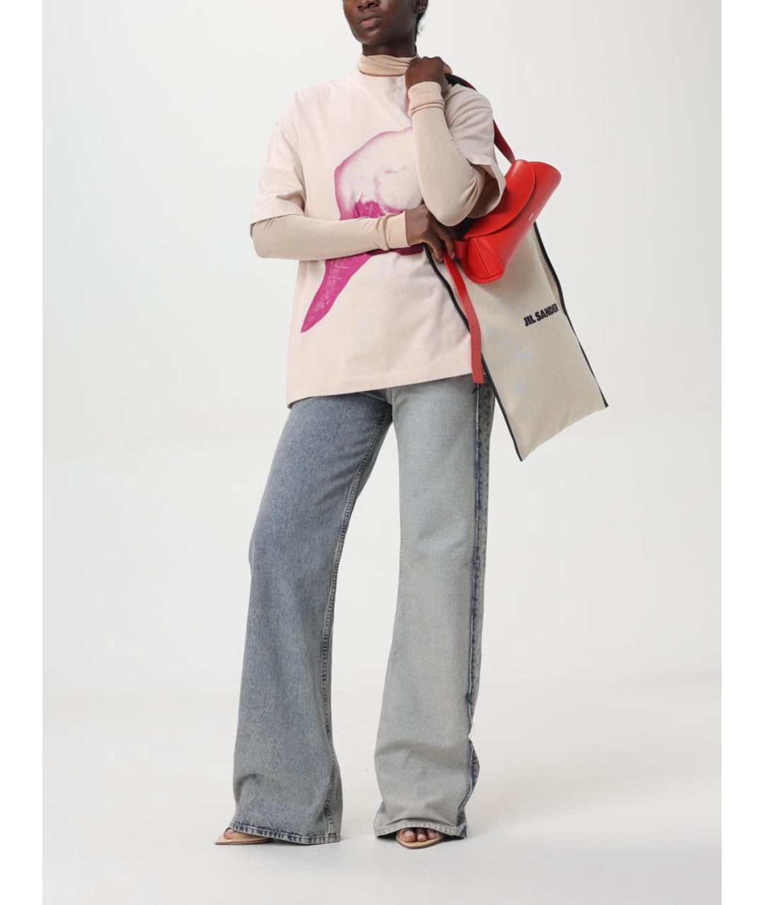 JIL SANDER Бежевая тканевая сумка тоут, фото 2