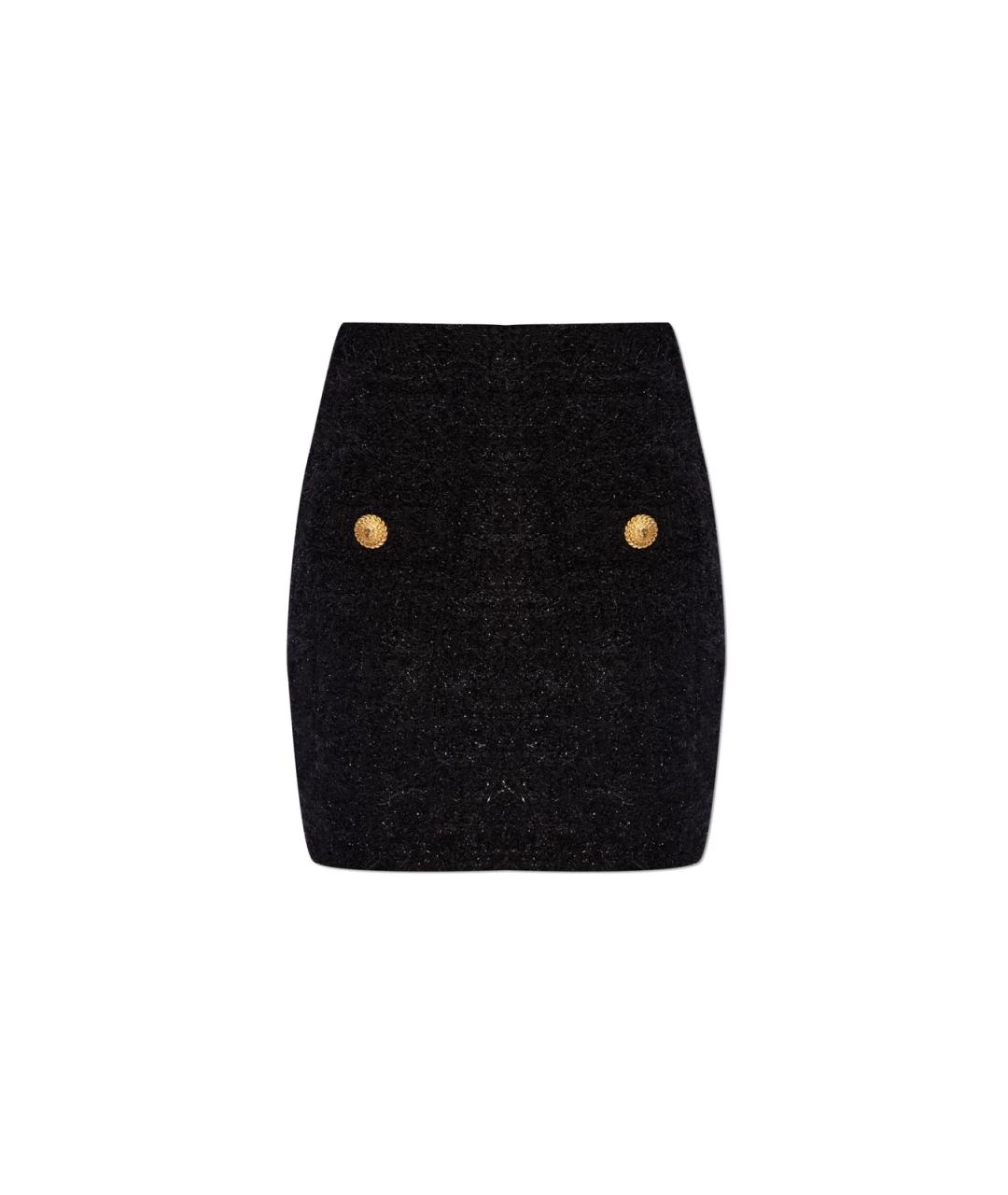 BALMAIN Черная синтетическая юбка мини, фото 1