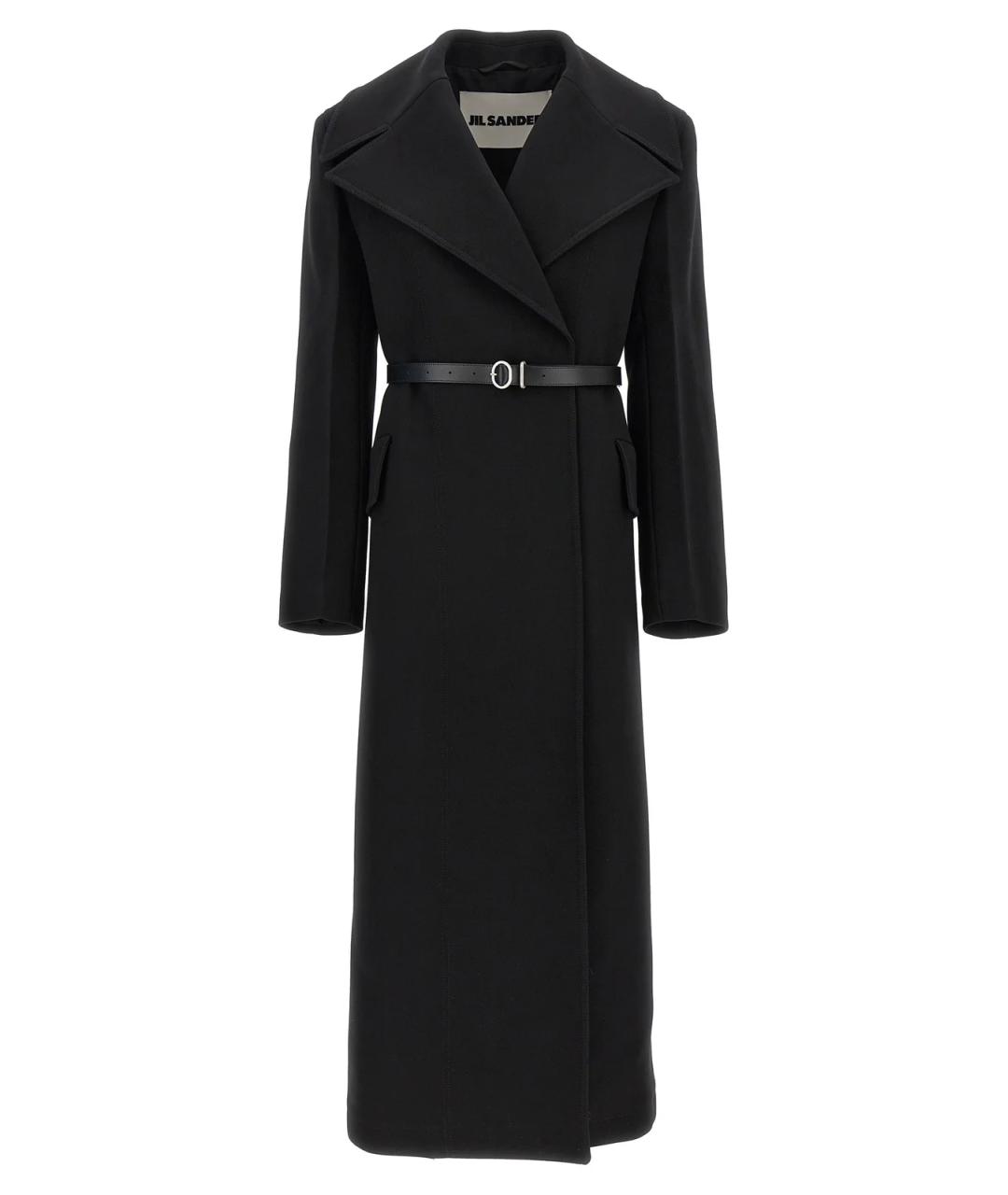 JIL SANDER Черная шерстяная юбка миди, фото 1