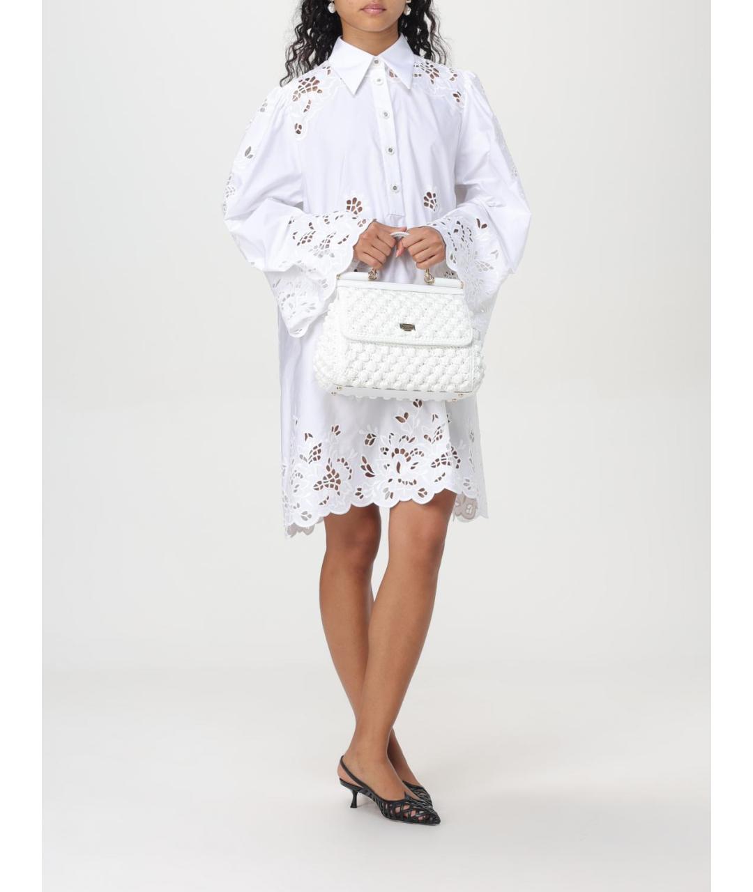 DOLCE&GABBANA Белое хлопковое повседневное платье, фото 3