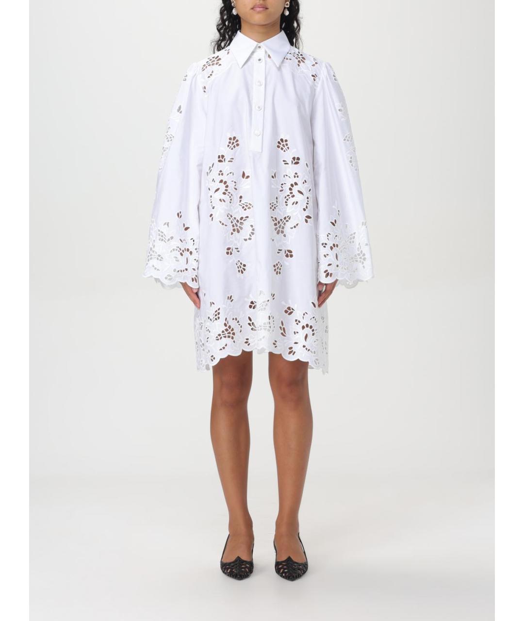 DOLCE&GABBANA Белое хлопковое повседневное платье, фото 2