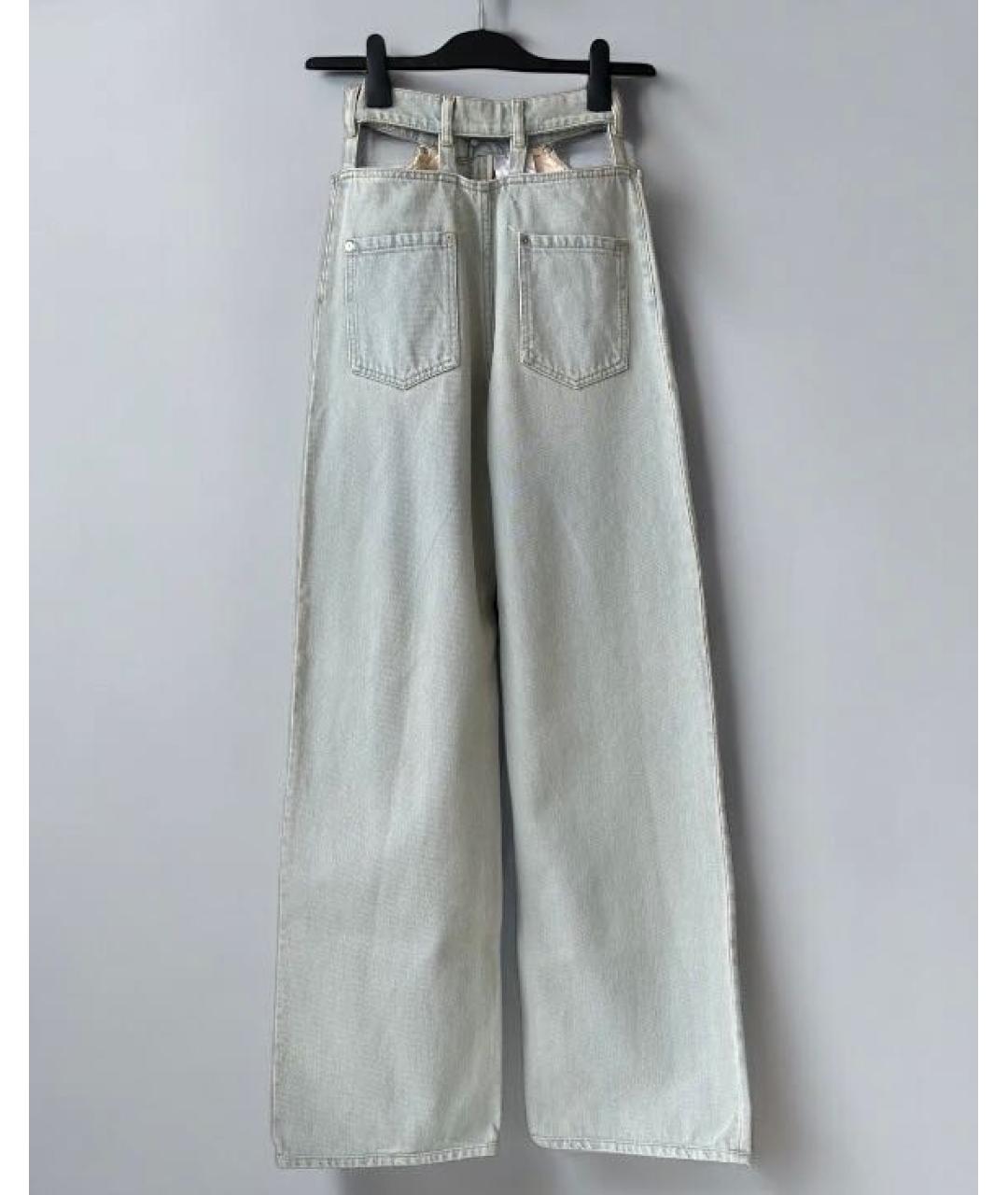 MAISON MARGIELA Голубые хлопковые прямые джинсы, фото 3