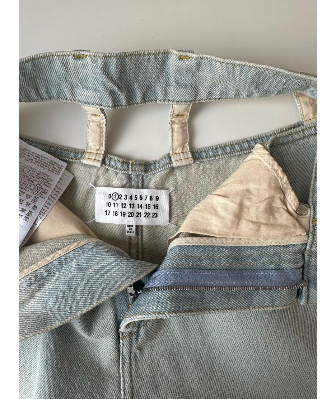 MAISON MARGIELA Голубые хлопковые прямые джинсы, фото 6