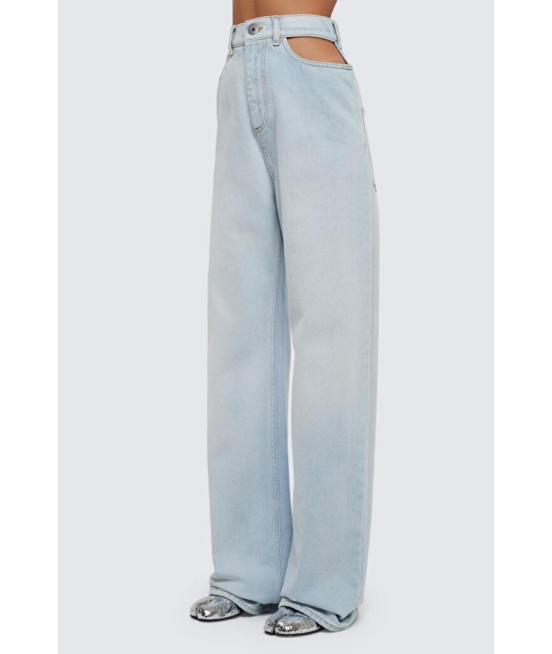 MAISON MARGIELA Голубые хлопковые прямые джинсы, фото 8