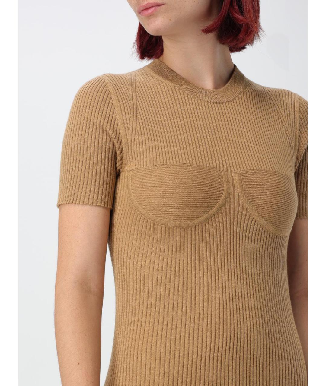 MAX MARA Бежевое шелковое повседневное платье, фото 5