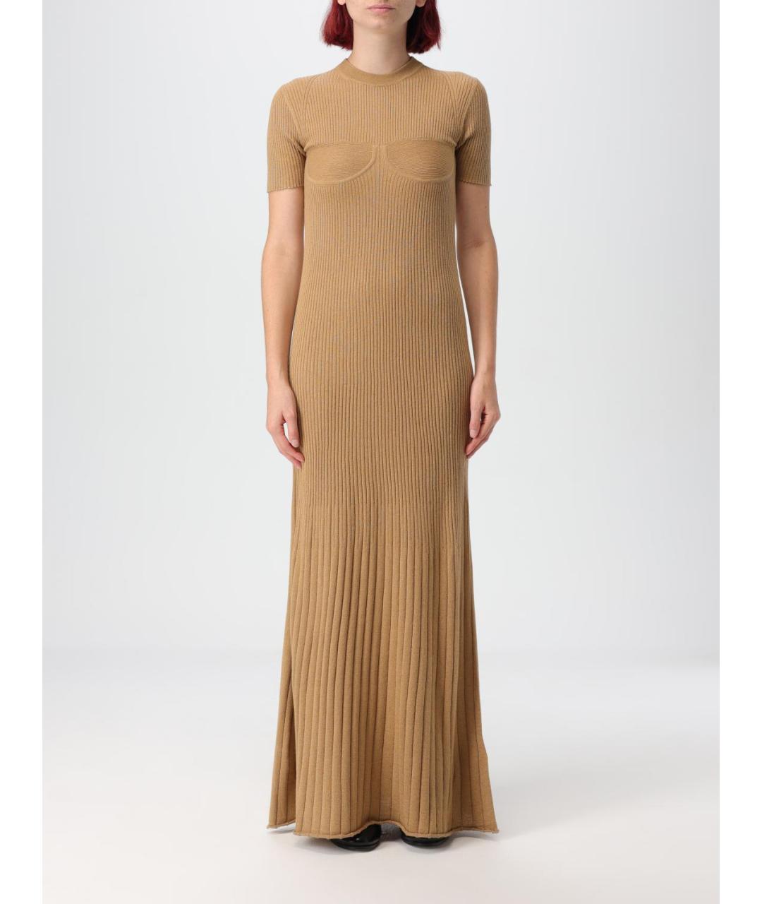 MAX MARA Бежевое шелковое повседневное платье, фото 2