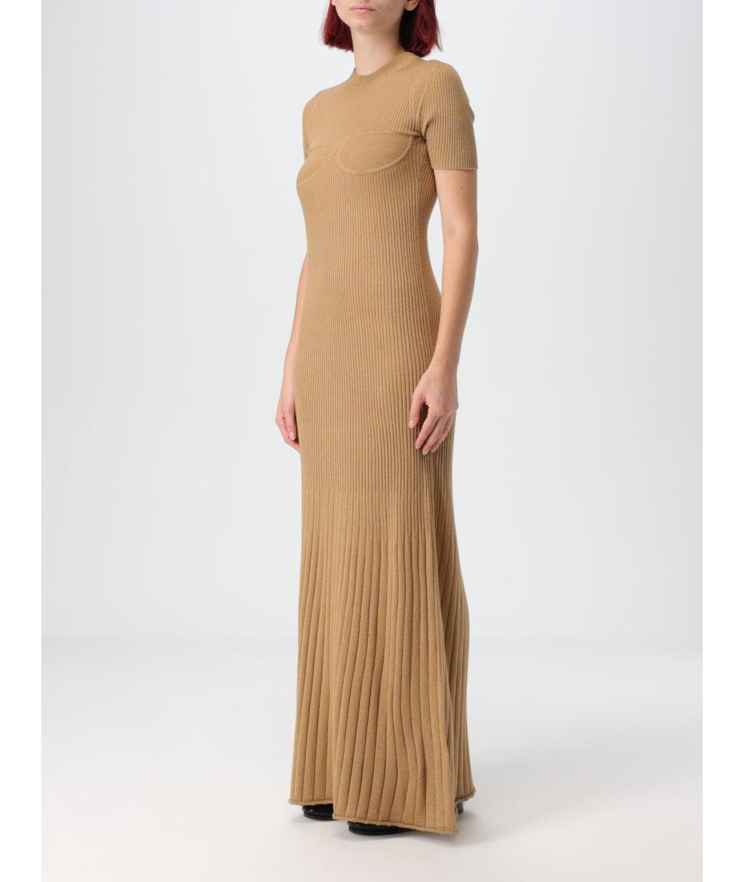 MAX MARA Бежевое шелковое повседневное платье, фото 4