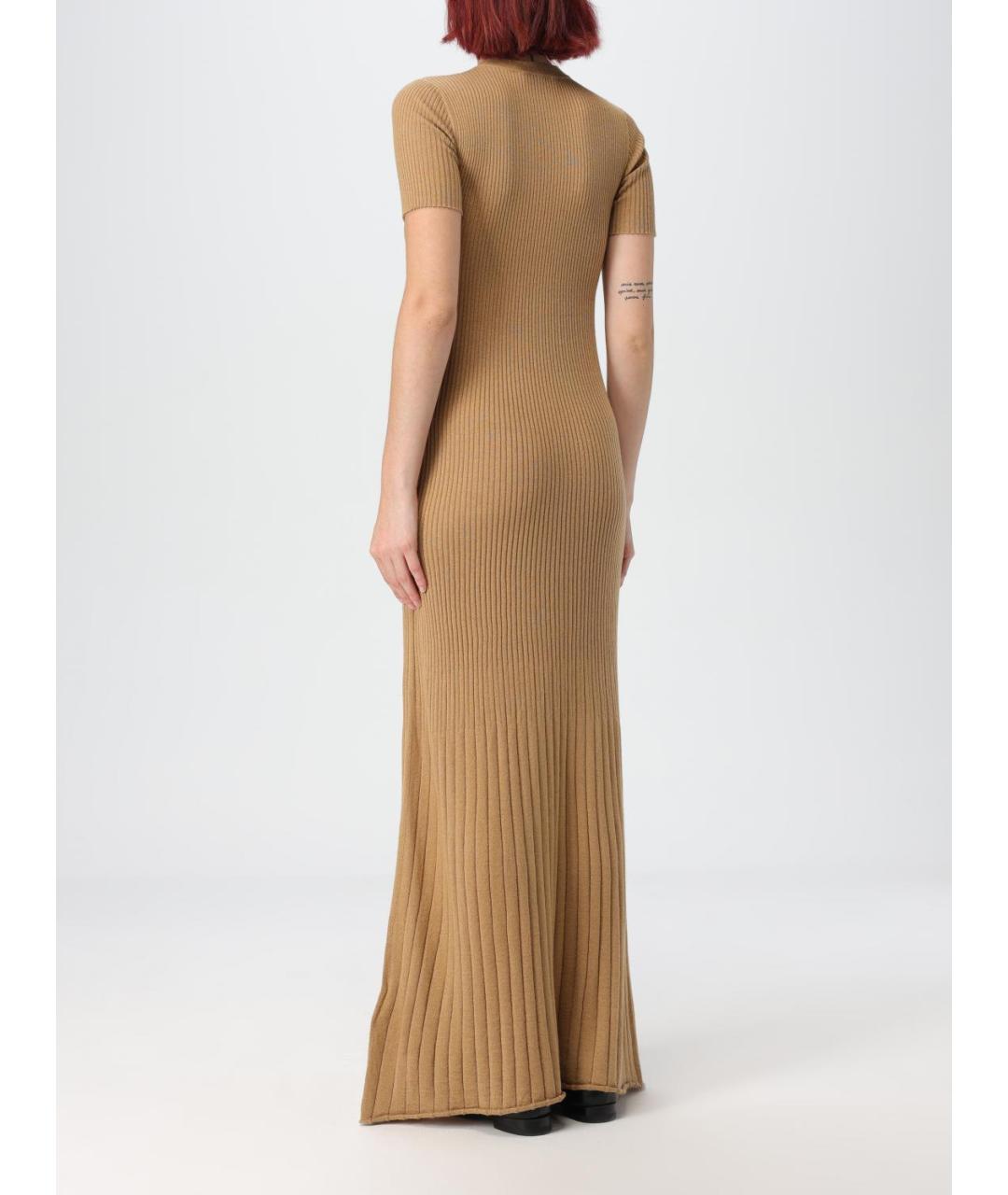 MAX MARA Бежевое шелковое повседневное платье, фото 3
