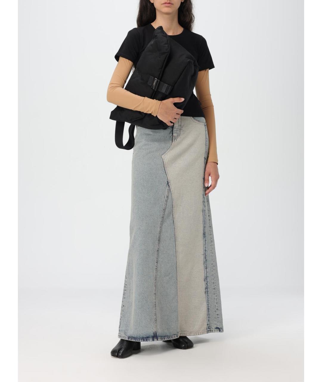 MM6 MAISON MARGIELA Синяя хлопковая юбка миди, фото 3