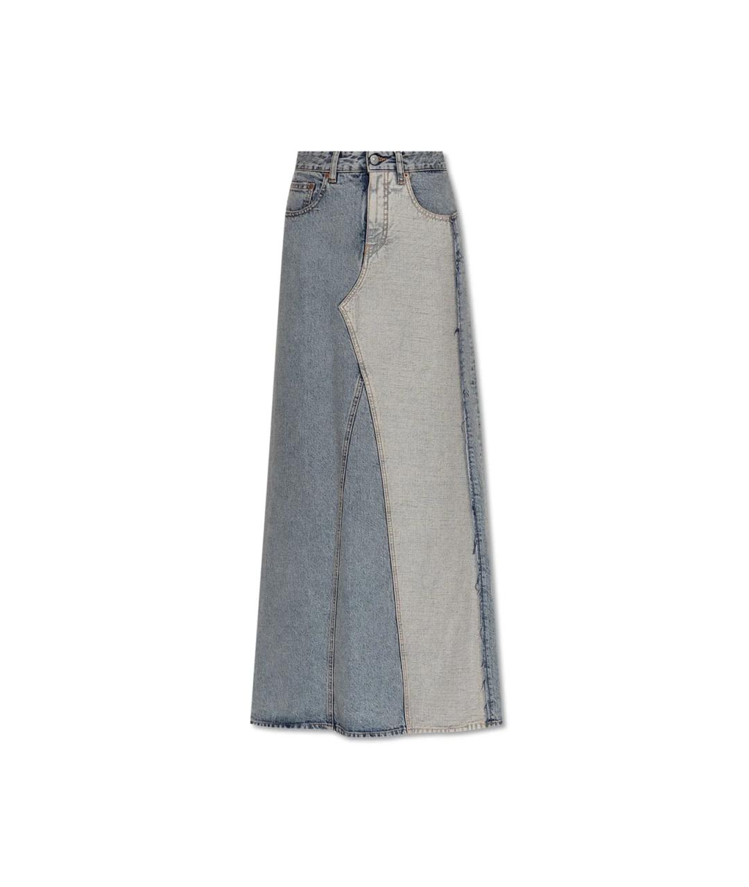 MM6 MAISON MARGIELA Синяя хлопковая юбка миди, фото 1