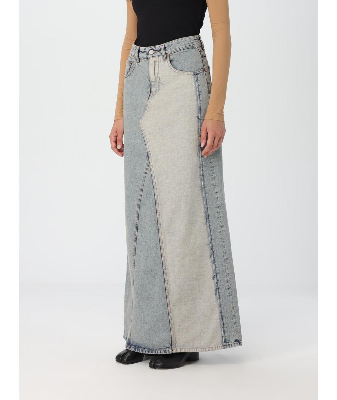 MM6 MAISON MARGIELA Синяя хлопковая юбка миди, фото 5