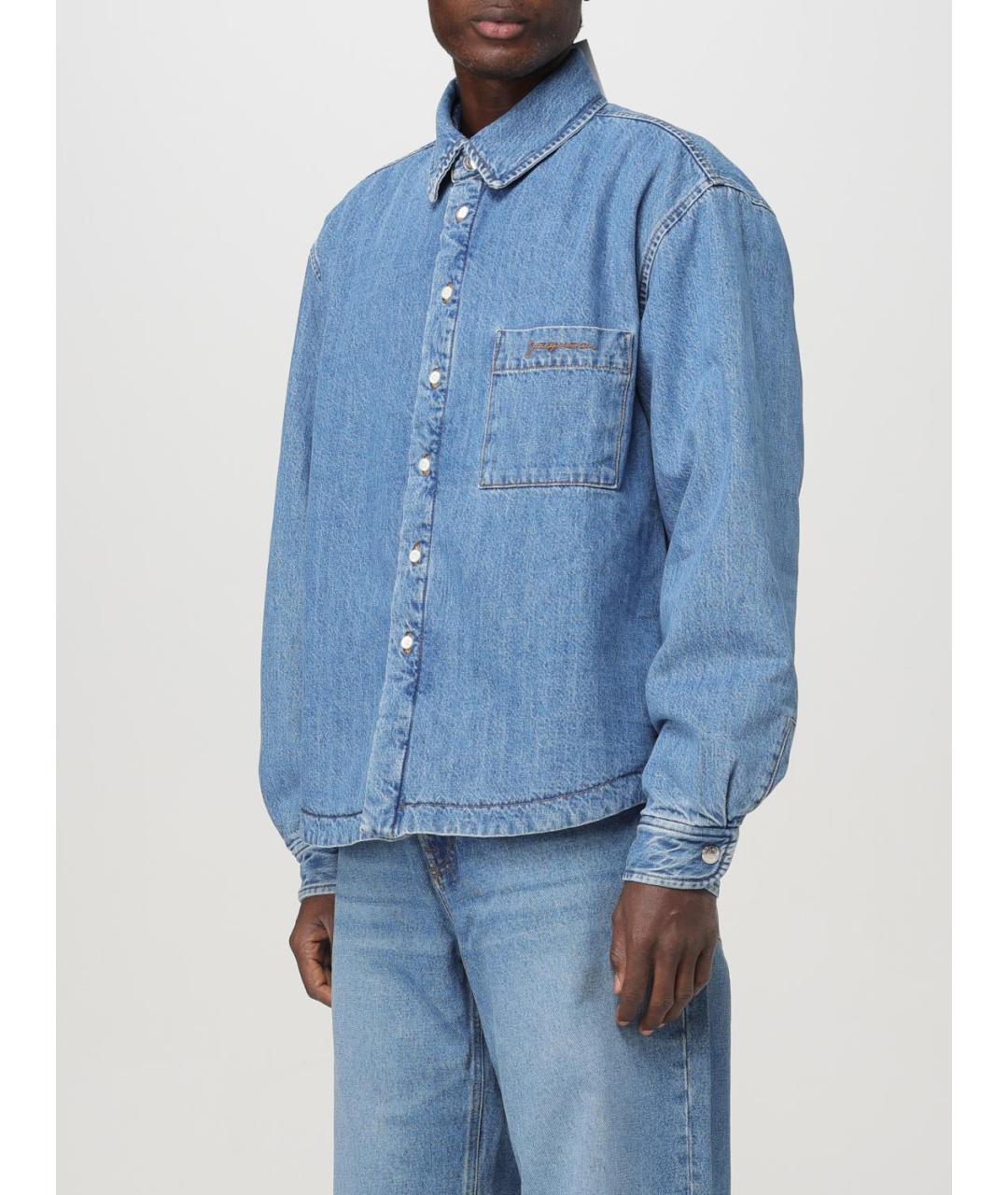 JACQUEMUS Синяя хлопковая кэжуал рубашка, фото 5