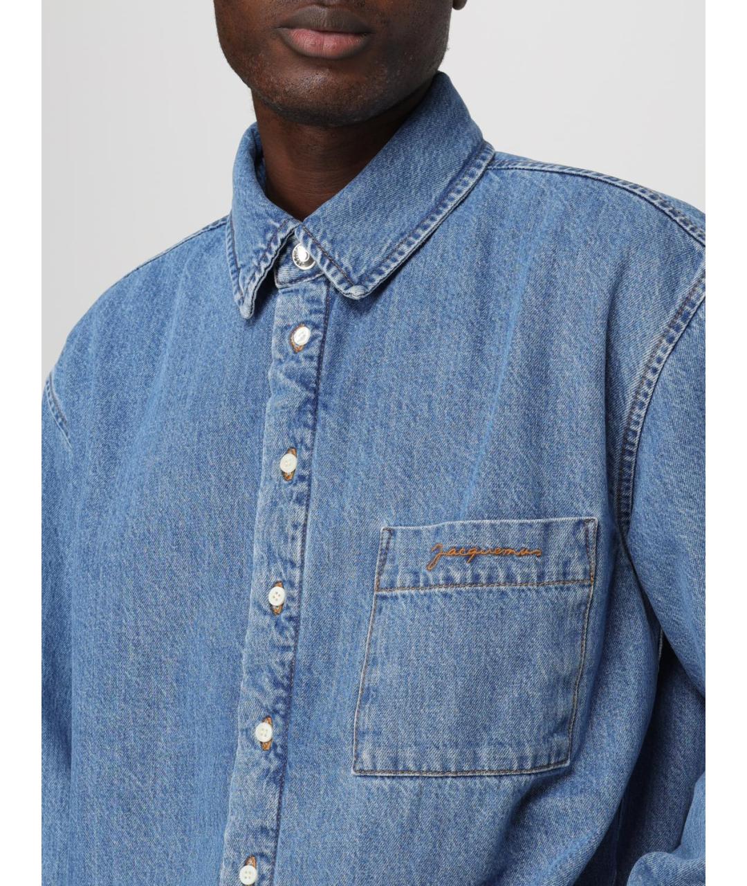 JACQUEMUS Синяя хлопковая кэжуал рубашка, фото 6
