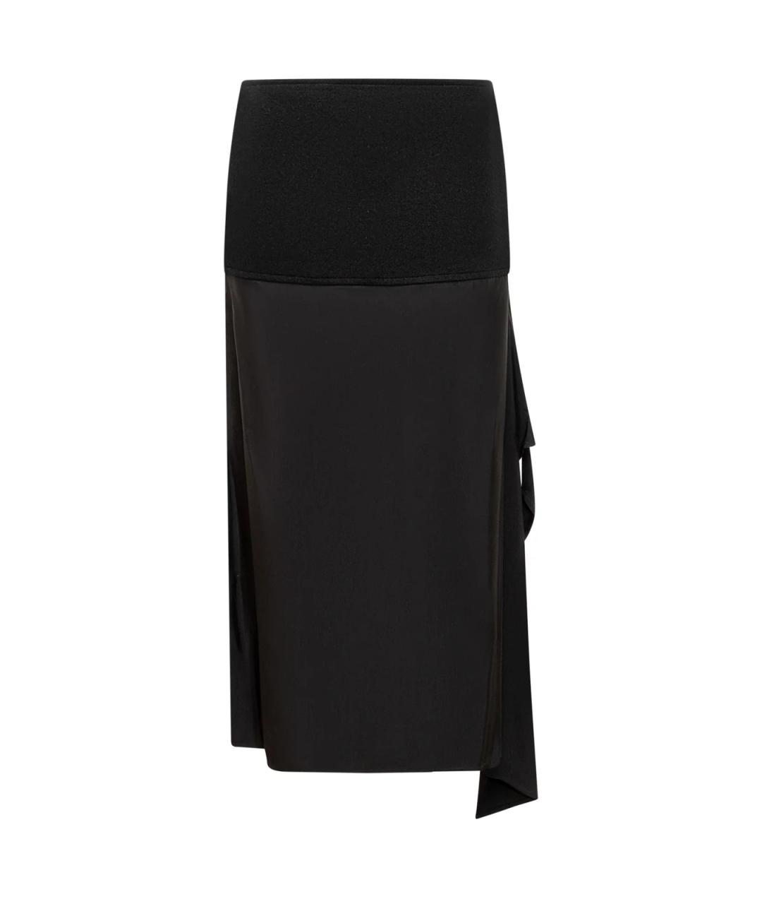 JIL SANDER Черная шерстяная юбка миди, фото 1