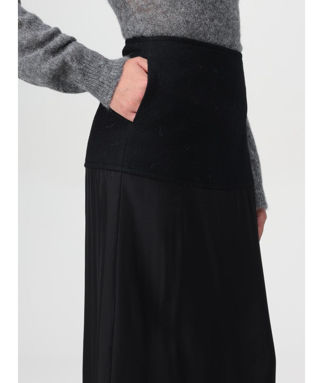 JIL SANDER Черная шерстяная юбка миди, фото 5