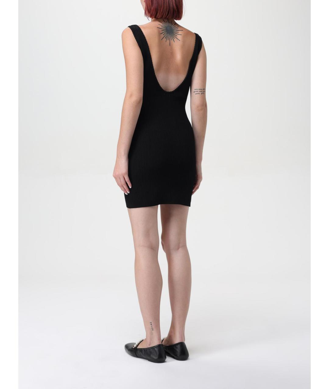 JACQUEMUS Черное вискозное коктейльное платье, фото 3