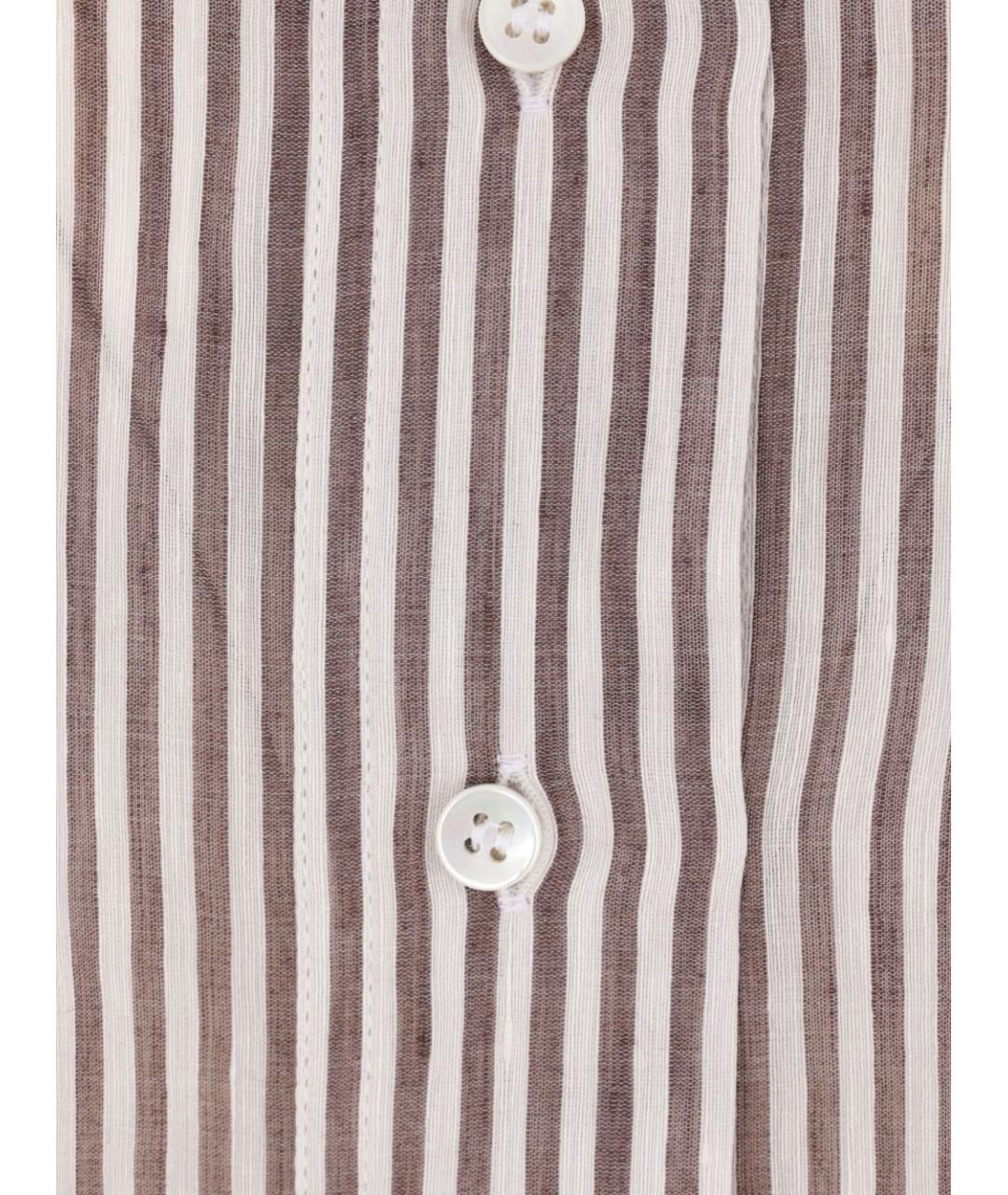 BRUNELLO CUCINELLI Коричневая льняная рубашка, фото 3