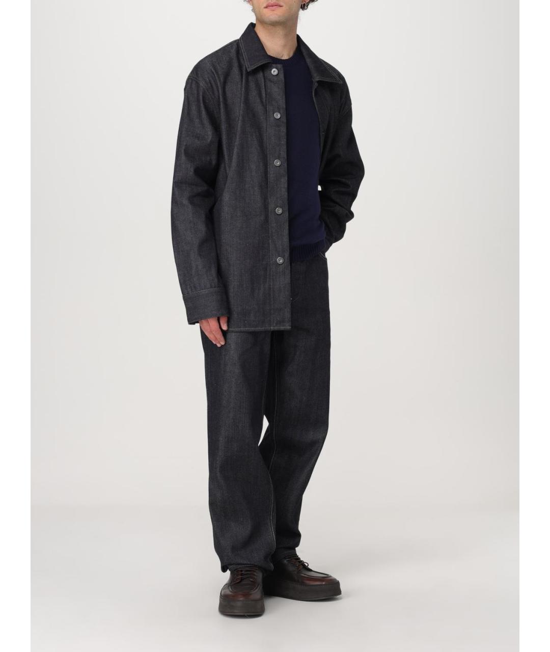 JIL SANDER Синяя хлопковая кэжуал рубашка, фото 3