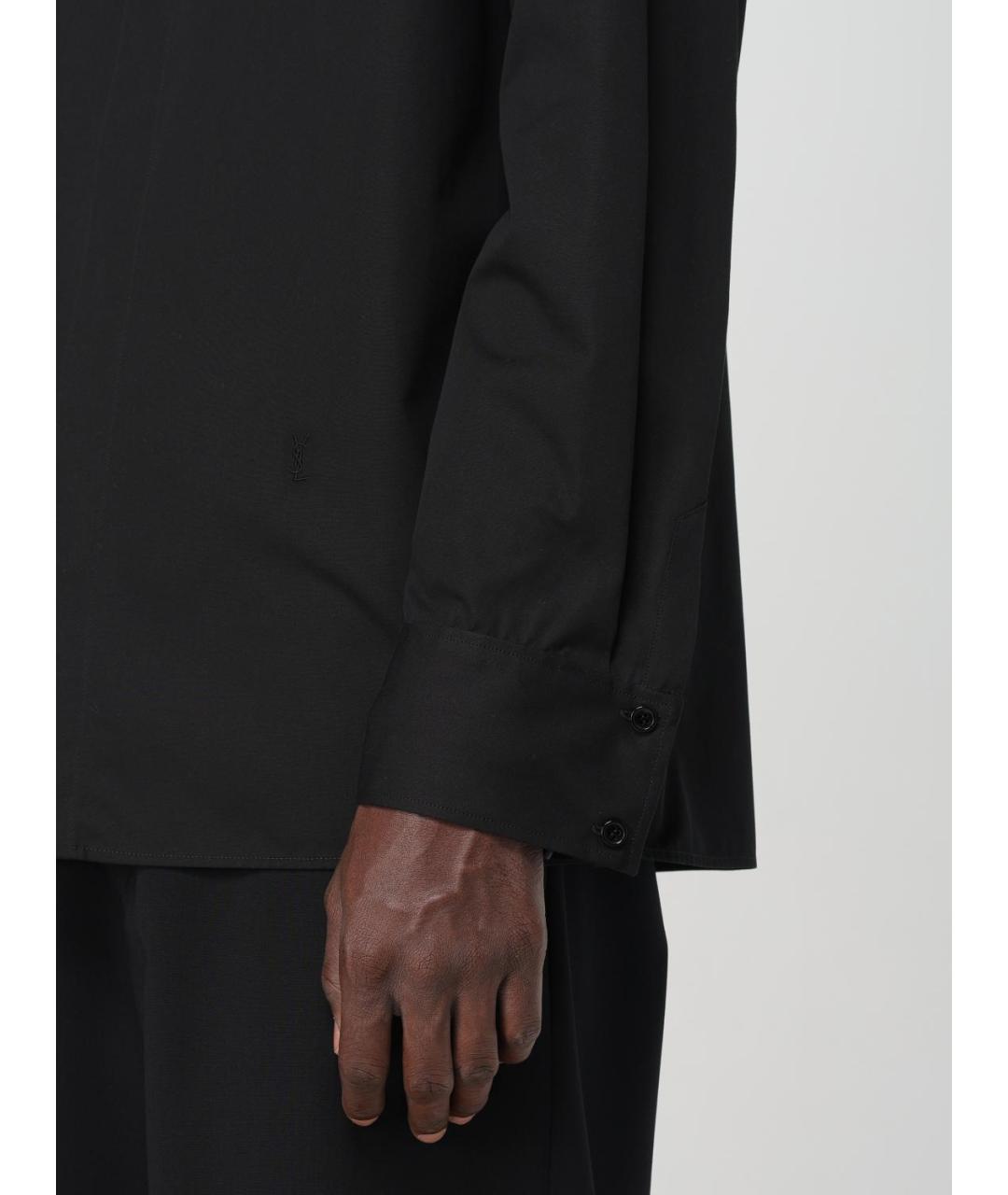 SAINT LAURENT Черная хлопковая классическая рубашка, фото 6