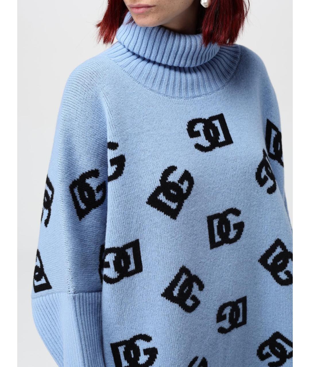 DOLCE&GABBANA Голубое шерстяное повседневное платье, фото 6
