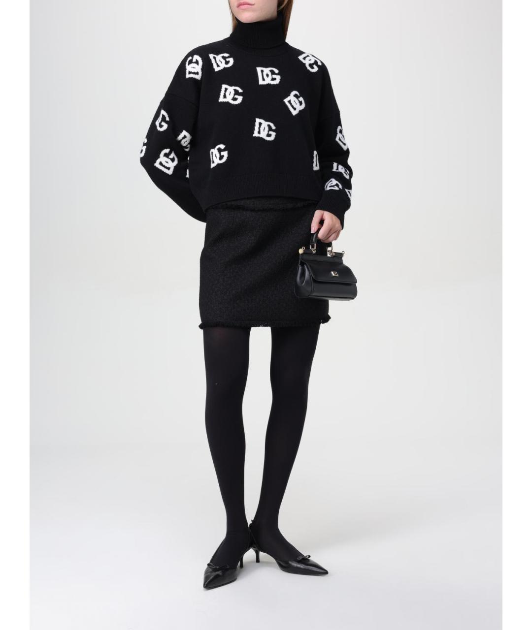 DOLCE&GABBANA Черная шерстяная юбка мини, фото 3