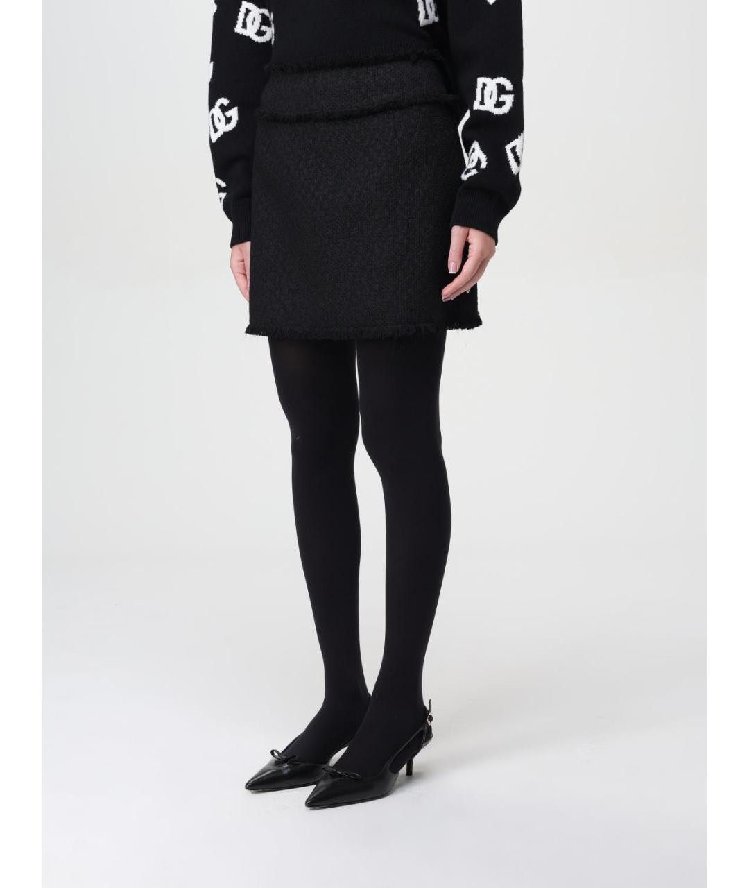 DOLCE&GABBANA Черная шерстяная юбка мини, фото 5