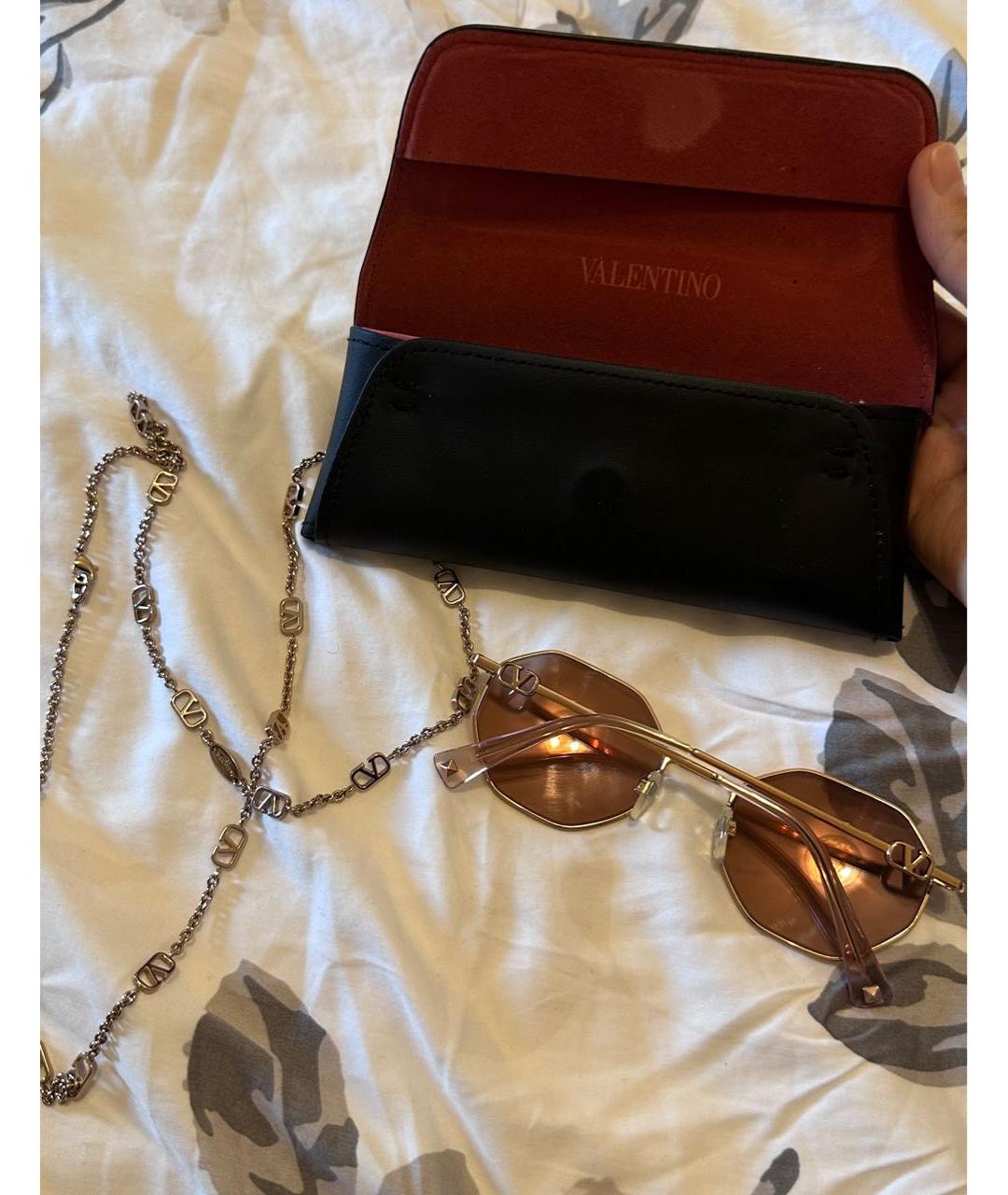 VALENTINO Коричневые металлические солнцезащитные очки, фото 4