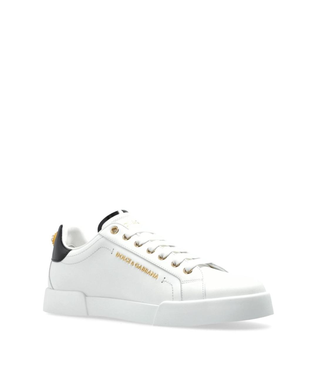 DOLCE&GABBANA Белые кожаные кеды, фото 4