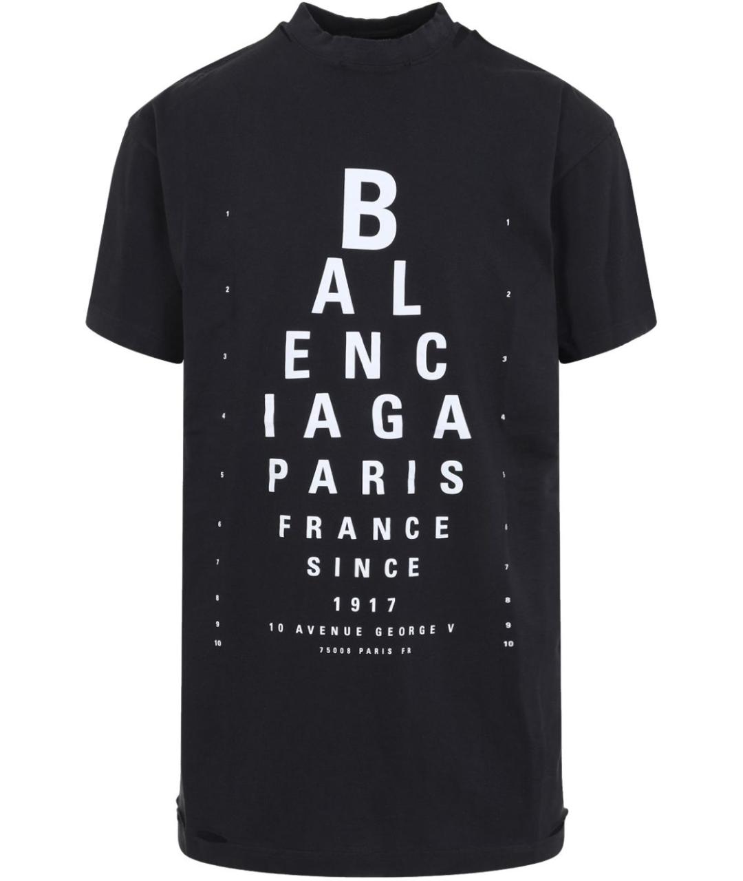 BALENCIAGA Черная хлопковая футболка, фото 1