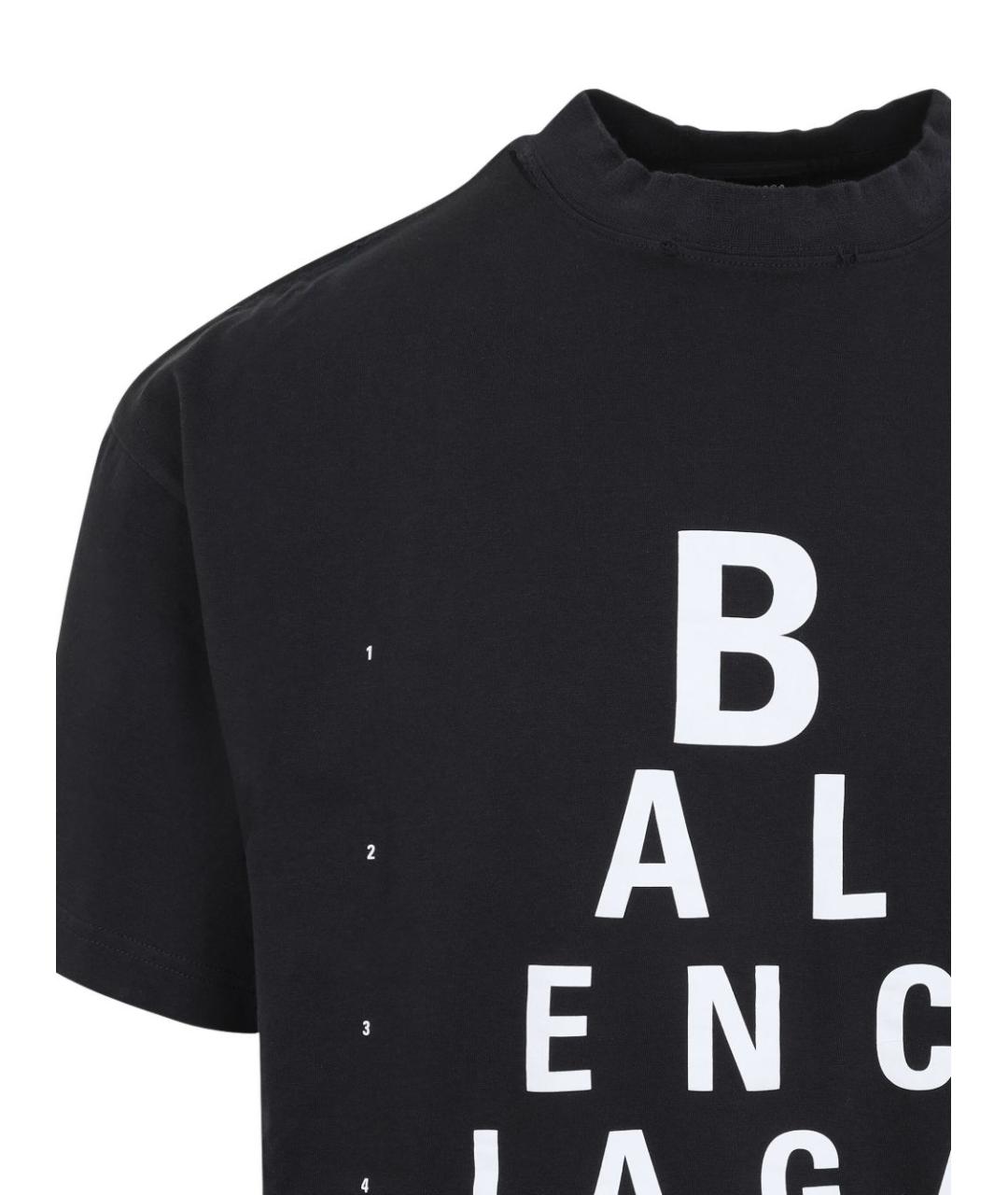 BALENCIAGA Черная хлопковая футболка, фото 2
