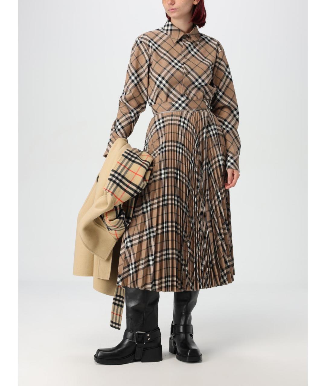 BURBERRY Коричневая юбка миди, фото 3