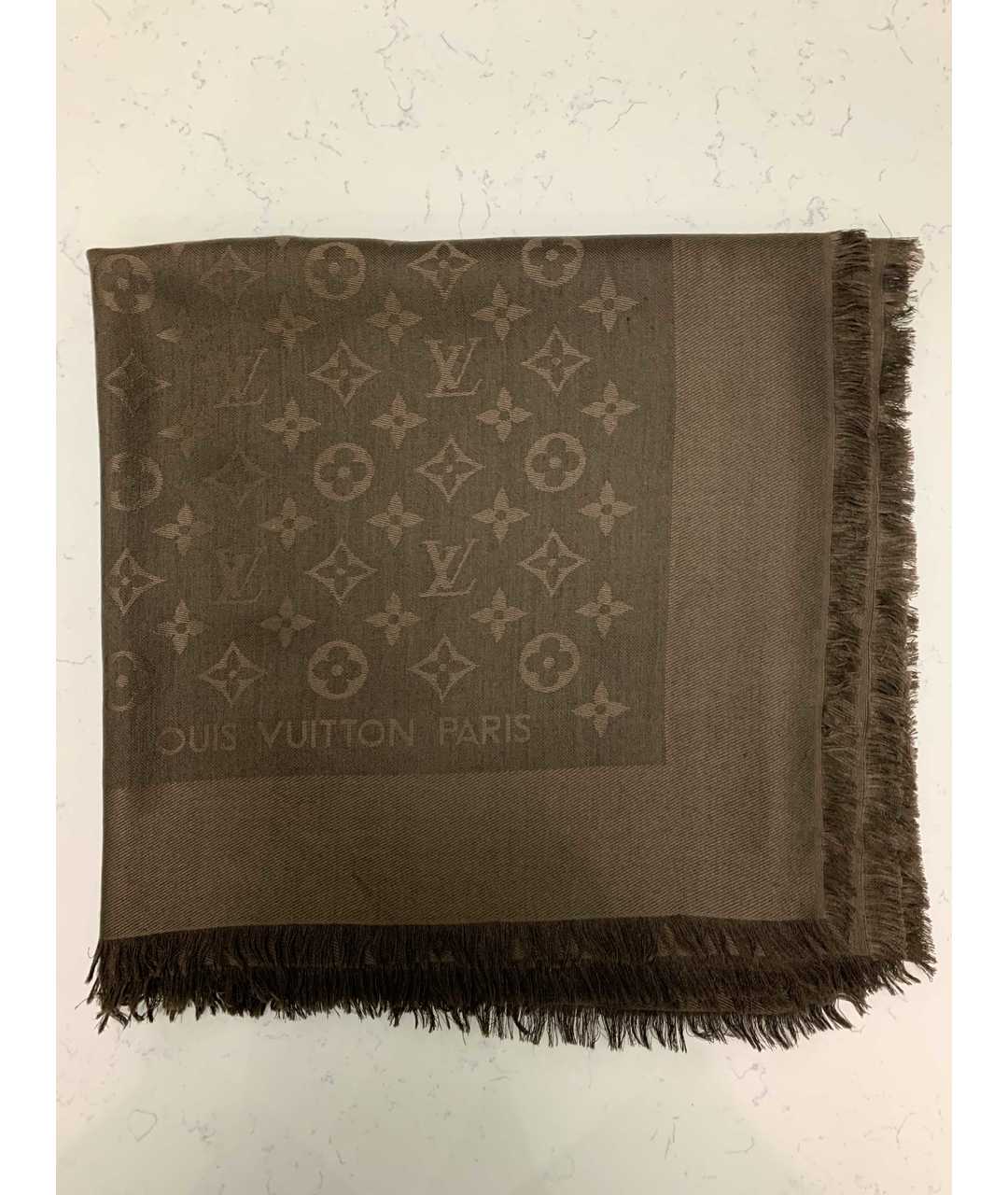 LOUIS VUITTON PRE-OWNED Коричневый шерстяной шарф, фото 3